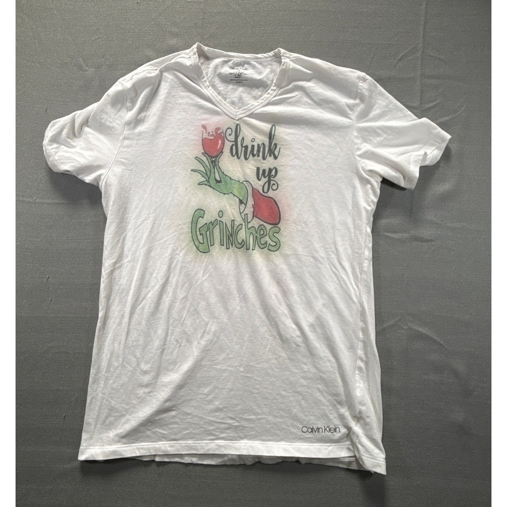Calvin Klein White Short Sleeve Tee with Green & Red Graphic